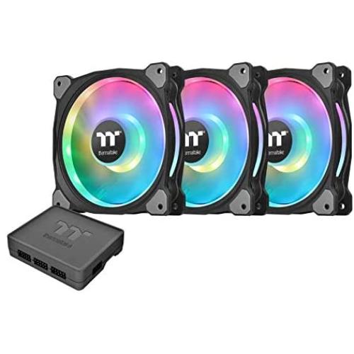 Thermaltake Riing Duo 140mm 16.8 Million RGB Color (Alexa, Razer Chroma) Software Enabled 2 Light Rings 18 Addressable LED 9 Blades Hydraulic Bearing Case/Radiator Fan, 3 Pack, CL-F078-PL14SW-A