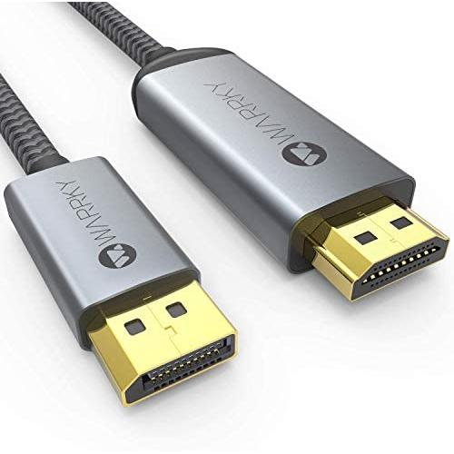 4K DisplayPort to HDMI Cable, WARRKY 6.2ft [ Gold-Plated Plugs, Aluminum Shell ] Uni-Directional 4K UHD High Speed DisplayPort(DP) to HDMI Cable Compatible for Lenovo, HP, DELL, GPU, AMD, NVIDIA, More