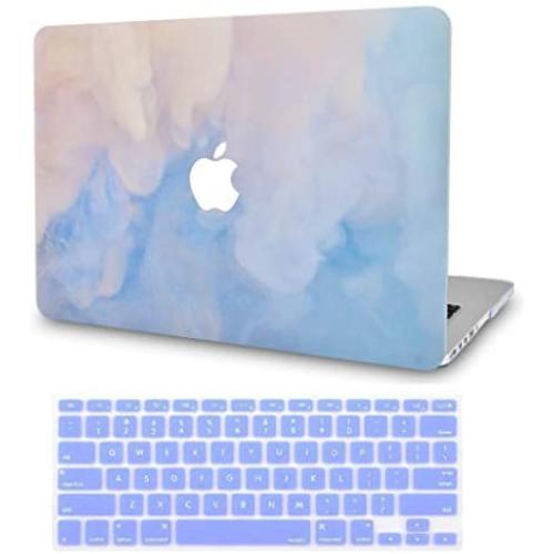 LuvCase 2 in 1 Laptop Case Compatible with Old MacBook Pro 13'' (CD Drive, 2008-2012) A1278 Rubberized Plastic Hard Shell Cover & Keyboard Cover (Blue Mist)