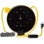 30Ft Retractable Extension Cord Reel with Breaker Switch & 3 Electrical Power Outlets - 16/3 SJTW Durable Yellow Cable - Perfect for Hanging from Your Garage Ceiling