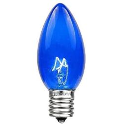 Novelty Lights 25 Pack C9 Outdoor Christmas Replacement Bulbs, Blue, E17/C9 Intermediate Base, 7 Watt