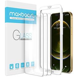 Maxboost Screen Protector Compatible with iPhone 12 Pro Max Screen Protector - 3 Pack, Tempered Glass Film for Apple iPhone 12 pro max 6.7-inch 2020 (w/Alignment Case Tool included)