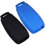 Lcyam Silicone Remote Key Fob Covers Smooth Soft Rubber Case Fits for Mercedes-Benz A220 E63S AMG E-Class GLE 350 4MATIC 2019 2020 2021 (Black Blue)