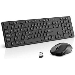 Wireless Keyboard and Mouse Combo, WisFox 2.4G Full-Size Wireless Keyboard Mouse Combo, USB Keyboard Silent Ergonomic Mouse and Keyboard for PC Laptop Desktop Windows (Black)