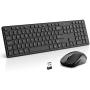 Wireless Keyboard and Mouse Combo, WisFox 2.4G Full-Size Wireless Keyboard Mouse Combo, USB Keyboard Silent Ergonomic Mouse and Keyboard for PC Laptop Desktop Windows (Black)
