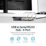 StarTech.com 4 Port USB to Serial RS232 Adapter - Wall Mount - Din Rail - COM Port Retention - FTDI USB to DB9 RS232 Hub (ICUSB2324I),Black