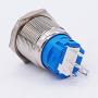 Twidec / 19mm Mounting Hole Latching Push Button Switch 1NO 1NC SPDT ON/OFF Silver Waterproof Stainless Steel Shell with 12V Blue Power Symbol LED Lamp Ring for car modification Switch L-19-Power-T-BU
