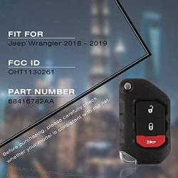 VOFONO 2+1 Buttons Flip Keyless Entry Remote Key Fob Compatible with Jeep Wrangler 2018-2020, Gladiator 2019-2020| Replacement for OHT1130261 68416782AA