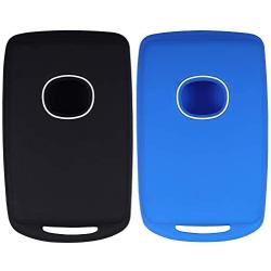 Lcyam Remote Key Fob Covers Durable Silicone Case Fits for 4 Button Keys on Side 2019 2020 Mazda 3 CX-30 CX-5 CX-9 Mazda 6 (Black Blue)