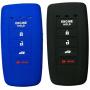 2Pcs Coolbestda Rubber Smart Key Fob Full Cover Case Skin Jacket Remote Shell Protector for Acura MDX RDX RLX ILX TLX KR537924100 5 Buttons Key Black Blue