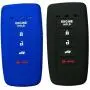 2Pcs Coolbestda Rubber Smart Key Fob Full Cover Case Skin Jacket Remote Shell Protector for Acura MDX RDX RLX ILX TLX KR537924100 5 Buttons Key Black Blue