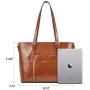 BOSTANTEN Women Leather Laptop Tote Office Shoulder Handbag Vintage Briefcase 15.6 inch Computer Work Purse Brown