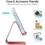 Upgraded Aluminum Cell Phone Stand, OMOTON C1 Durable Cellphone Dock with Protective Pads, Smart Stand Designed for iPhone 11 Pro Max XR XS 8 Plus 7 SE, iPad Mini, Android Phones, Red