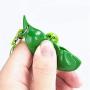 iMagitek 3 Pcs Fidget Toy Set, Squeeze-a-Bean Soybean Stress Relieving Playful Charms Extrusion Edamame Pea Keychain for Mobile Phones and Keys - Green