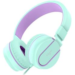 Elecder i36 Kids Headphones Children Girls Boys Teens Foldable Adjustable On Ear Headphones 3.5mm Jack Compatible Cellphones Computer Kindle MP3/4 School Tablet Green/Purple