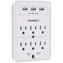 Multi Plug Outlet, Surge Protector, ANHAORUI Outlet Splitter with 6 Outlet Extender and 3 USB Ports (White)