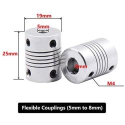 Saiper Flexible Couplings 5mm to 8mm (5pcs) Aluminum Alloy Joint Connector Compatible with NEMA 17 Stepper Motors, RepRap 3D Printer or CNC Machine, 3D Printer Accessories