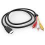 HDMI to RCA Cable,1080P HDMI Male to 3RCA Video Audio AV Composite Male M/M Connector Adapter Cable, One-Way Transmission from HDMI to RCA for TV HDTV DVD Black 5ft/1.5m。