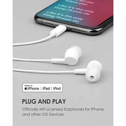 PALOVUE Lightning Headphones Earphones Earbuds Compatible iPhone 12 11 Pro Max iPhone X XS Max XR iPhone 8 Plus iPhone 7 Plus MFi Certified with Microphone Controller SweetFlow White