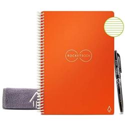 Rocketbook Smart Reusable Notebook - Lined Eco-Friendly Notebook with 1 Pilot Frixion Pen & 1 Microfiber Cloth Included - Beacon Orange Cover, Executive Size (6'' x 8.8'')