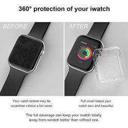 BRG Case for Apple Watch Series SE 6 5 4 3 Screen Protector 40mm 44mm 38mm 42mm,[2 Pack] Soft TPU HD Clear Ultra-Thin Overall Protective Cover Case