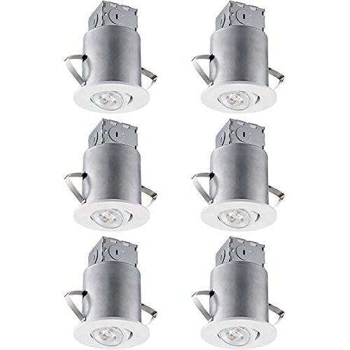 TORCHSTAR Gimbal Recessed Lighting Kit, 3 Inch Air Tight IC Rated Housing, White Trim, LED Dimmable GU10 Bulb, ETL Listed, 2700K Soft White, Adjustable Downlight, Pack of 6