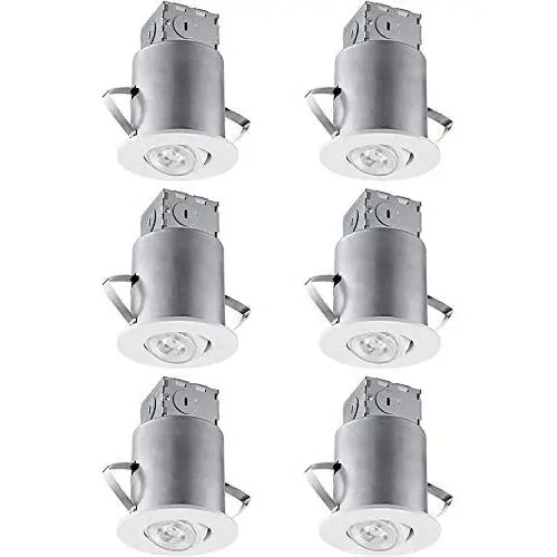 TORCHSTAR Gimbal Recessed Lighting Kit, 3 Inch Air Tight IC Rated Housing, White Trim, LED Dimmable GU10 Bulb, ETL Listed, 2700K Soft White, Adjustable Downlight, Pack of 6