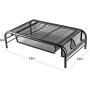 Halter Mesh Monitor Stand Computer Desk Riser Shelf with Side Compartment and Pull Out Drawer, Desk Organizer (2 Pack, Black)