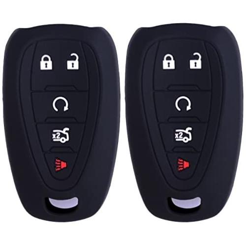 WERFDSR 2Pcs XUHANG Sillicone Key fob Skin Key Cover Keyless Entry Remote Case Protector Shell for 2016 2017 2018 Camaro Cruze Malibu Volt 5 Button Smart Remote Black