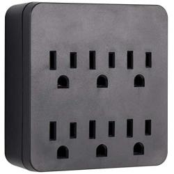 GE Pro 6-Outlet Surge Protector, 3-Prong Wall Adapter, Charging Station, 1020 Joules Protection Rating, Automatic Shutdown, 3-Prong, Black, 45821