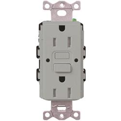 Lutron CAR-15-GFST-GR Claro 15 Amp Self-Testing Receptacle, Gray