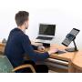 MagicHold Ergonomic Aluminum Laptop Stand - 360-Degree Swivel, Rubber Cushion - Cable Organizing Hole, Space-Saving C-Shaped Design - Made for 11-17 Inch Computers - 11lb Weight Capacity - Dark Grey