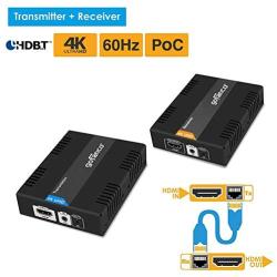 gofanco HDBaseT HDMI Extender 4K 60Hz (4:2:0 8-bit) Over CAT5e/CAT6/CAT7 Cable with Bi-Directional IR, PoC - Up to 70 Meters (230 feet) @ 1080p 60Hz 40 Meters (130 feet) @ UHD, HDCP 2.2 (HDbaseT-Ext)