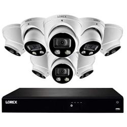 Lorex 4KSDAI168D-2 4K Smart Deterrence 16 Channel Surveillance System w/ N862A63B 4K 3TB NVR and 8 E892DD 4K Smart Deterrence Dome Cameras