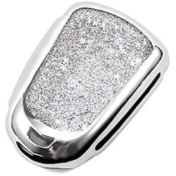 YIJINSHENG TPU Soft Plating Smart Key Fob Remote Cover Case Protector Keyless Jacket for Cadillac CT6 XT5 CTS XTS SRX ATS GTS ATSL HYQ2AB HYQ2EB Car Crystal Keychain for Women(Silver Crystal)