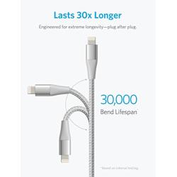 Anker Powerline+ II Lightning Cable (3ft), MFi Certified for Flawless Compatibility with iPhone Xs/XS Max/XR/X / 8/8 Plus / 7/7 Plus / 6/6 Plus / 5 / 5S and More(Silver)