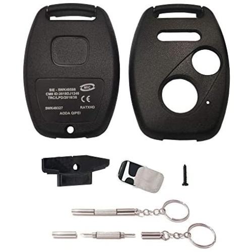 Key Fob Shell Replacement for Honda 3 Buttons Keyless Entry Smart Remote Control Car Key Case with Multi-Function Screwdriver Fit for Honda CR-V Odyssey Accord Crosstour Civic CR-Z Fit (Black)