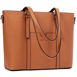 BROMEN Women Briefcase 15.6 inch Laptop Tote Bag Vintage Leather Handbags Shoulder Work Purses