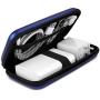 iMangoo Shockproof Carrying Case Hard Protective EVA Case Impact Resistant Travel 12000mAh Bank Pouch Bag USB Cable Organizer Earbuds Sleeve Pocket Accessory Smooth Coating Zipper Wallet Navy Blue