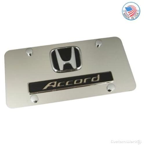 Au-tomotive Gold, Inc. Logo + Name On Polished License Plate for Honda Accord (Chrome)