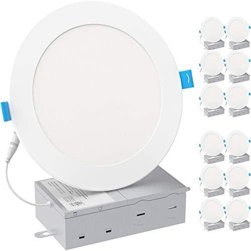 HYPERLITE LED Recessed Lighting 12 Pack 6 Inch 3000K 900Lm CRI>90 Dimmable Ultra-Thin LED Recessed Ceiling Light with Junction Box IC Rated Slim Downlight Simple Retrofit Installation-ETL&Energy Star