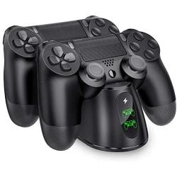 PS4 Controller Charger, BEBONCOOL PS4 Wireless Charger Dual USB Fast Charging for Sony Playstation 4/PS4/ Pro /PS4 Slim Controller, Charging Station with LED Indicator for DualShock 4, Black