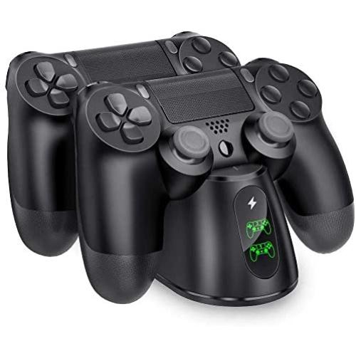 PS4 Controller Charger, BEBONCOOL PS4 Wireless Charger Dual USB Fast Charging for Sony Playstation 4/PS4/ Pro /PS4 Slim Controller, Charging Station with LED Indicator for DualShock 4, Black