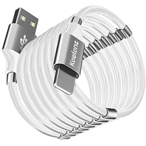 Magnetic Absorption Nano Data Cable,(1.8M/6FT) Super Organized USB Fast Charging Cord Self Winding Wire Portable Storage 360 Degree Coiling Magnets Retractable Compatible with i-Products