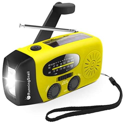 Upgraded Version RunningSnail Emergency Hand Crank Self Powered AM/FM NOAA Solar Weather Radio with LED Flashlight, Emergency Power Bank for iPhone/Smartphone (088Y)
