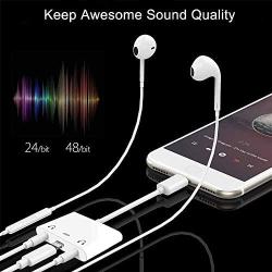 3 in 1 Dual 3.5mm Headphone Jack Adapter - Earphone Jack Audio and Charging Adapter - Headphone Splitter For iPhone 11 / XS / XS Max / XR / X / 8 / 8plus / 7 / 7plus / iPad -Support IOS 13- White