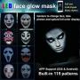 Led Face Mask,Light up Mask with Bluetooth Programmable,Automatic Induction Switch Luminous Mask for Costumes Cosplay