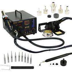 Aoyue 968A+ Professional SMD Digital Hot Air Rework Station with a Soldering Iron and Vacuum Pickup