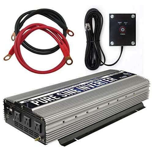 GoWISE Power PS1004 3000W Continuous 6000W Surge Peak Power Pure Sine Wave Inverter with Starter Cables and 4 Output Sockets