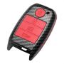 TANGSEN Key Fob Case for KIA OPTIMA RIO SORENTO SPORTAGE 4 Button Keyless Entry Remote Black Carbon Fiber Pattern ABS Red Silicone Cover